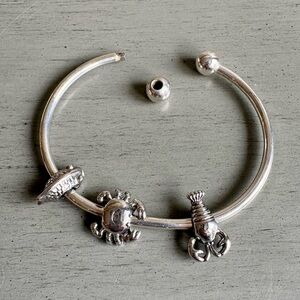 Charm Bracelet Bangle Screw On End Bead Fish Crab Lobster Beads Fits 7"